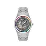 Audemars Piguet Royal Oak 15412BC.YG.1224BC.03 Double Balance Wheel Rainbow Bezel Frosted White Gold))