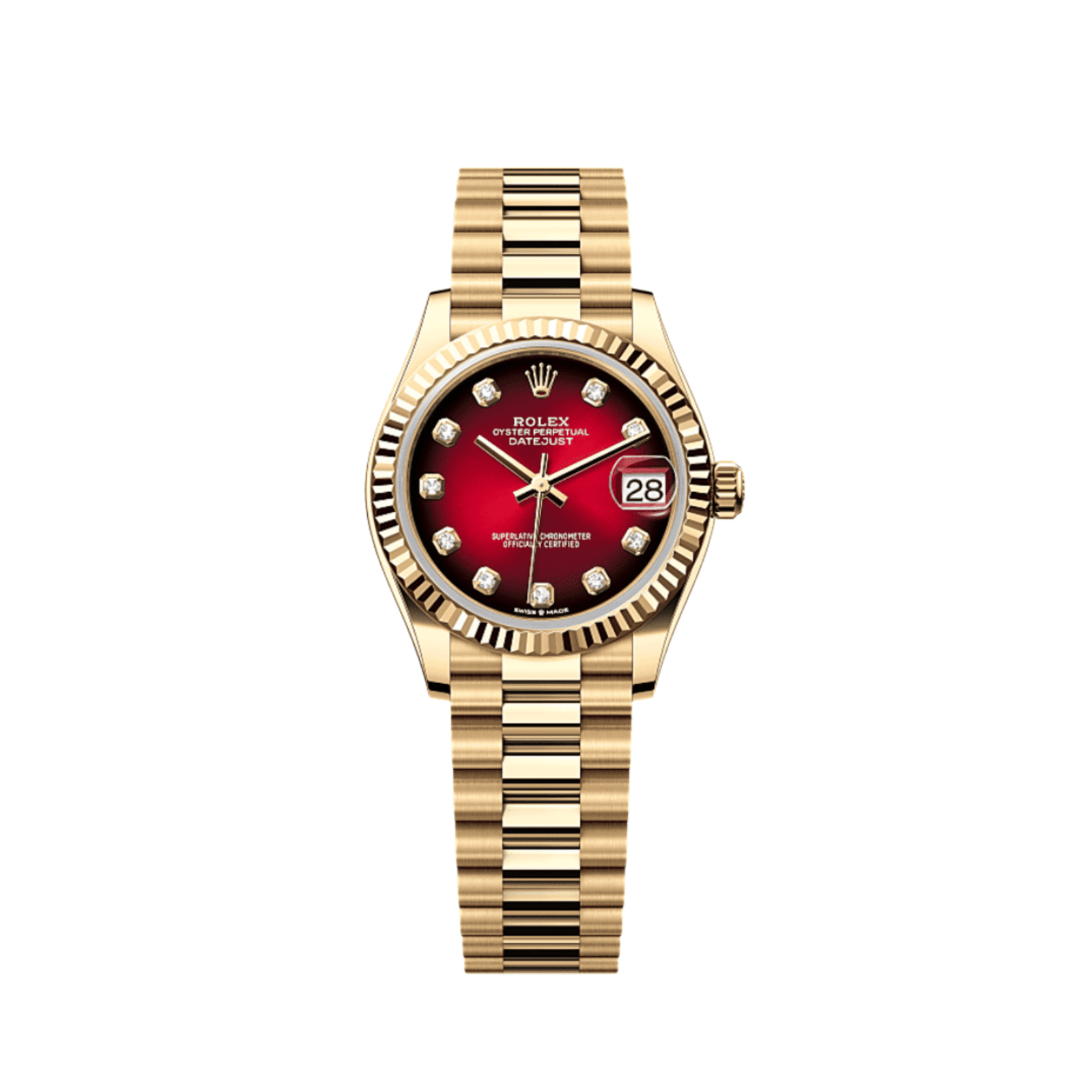 Rolex Datejust 31 278278 'Ladies' Yellow Gold Red Ombre Diamond Dial (2025)