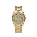 Rolex Day-Date 36 128238 Yellow Gold Diamond-Paved Rainbow Dial))