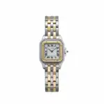 Cartier Panthere 83083242 'Ladies' Two Row Midsize Stainless Steel Yellow Gold White Dial Quartz