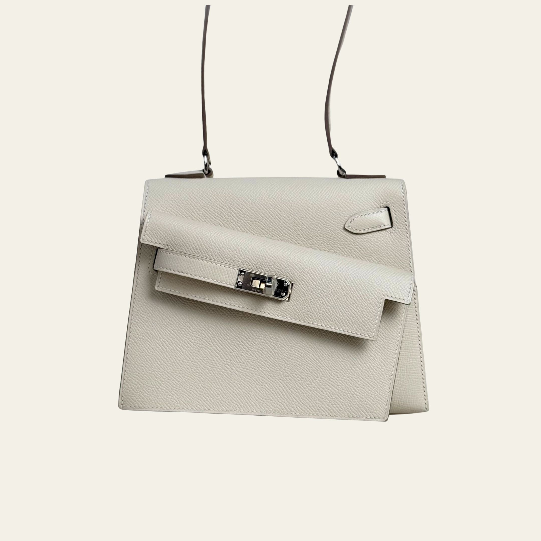 Hermès Craie Kelly En Desordre Sellier 20 Epsom Palladium Hardware Limited Edition