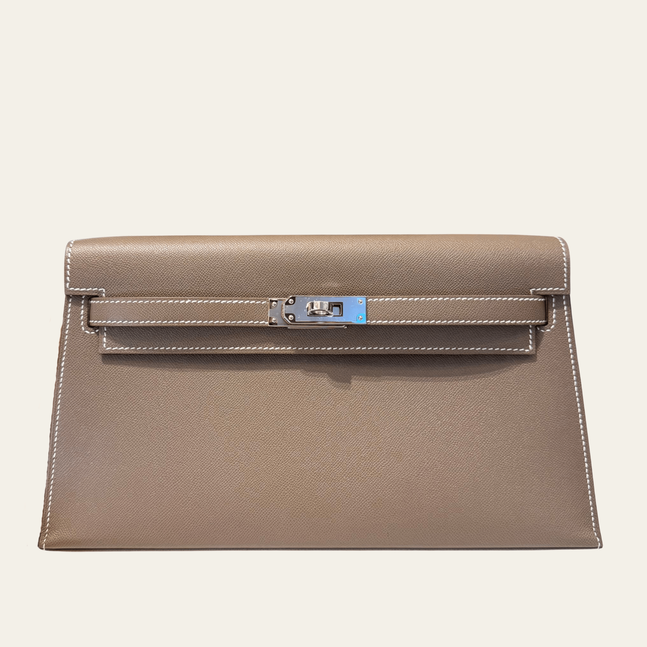 Hermès Etoupe Kelly Elan Madame Palladium Hardware