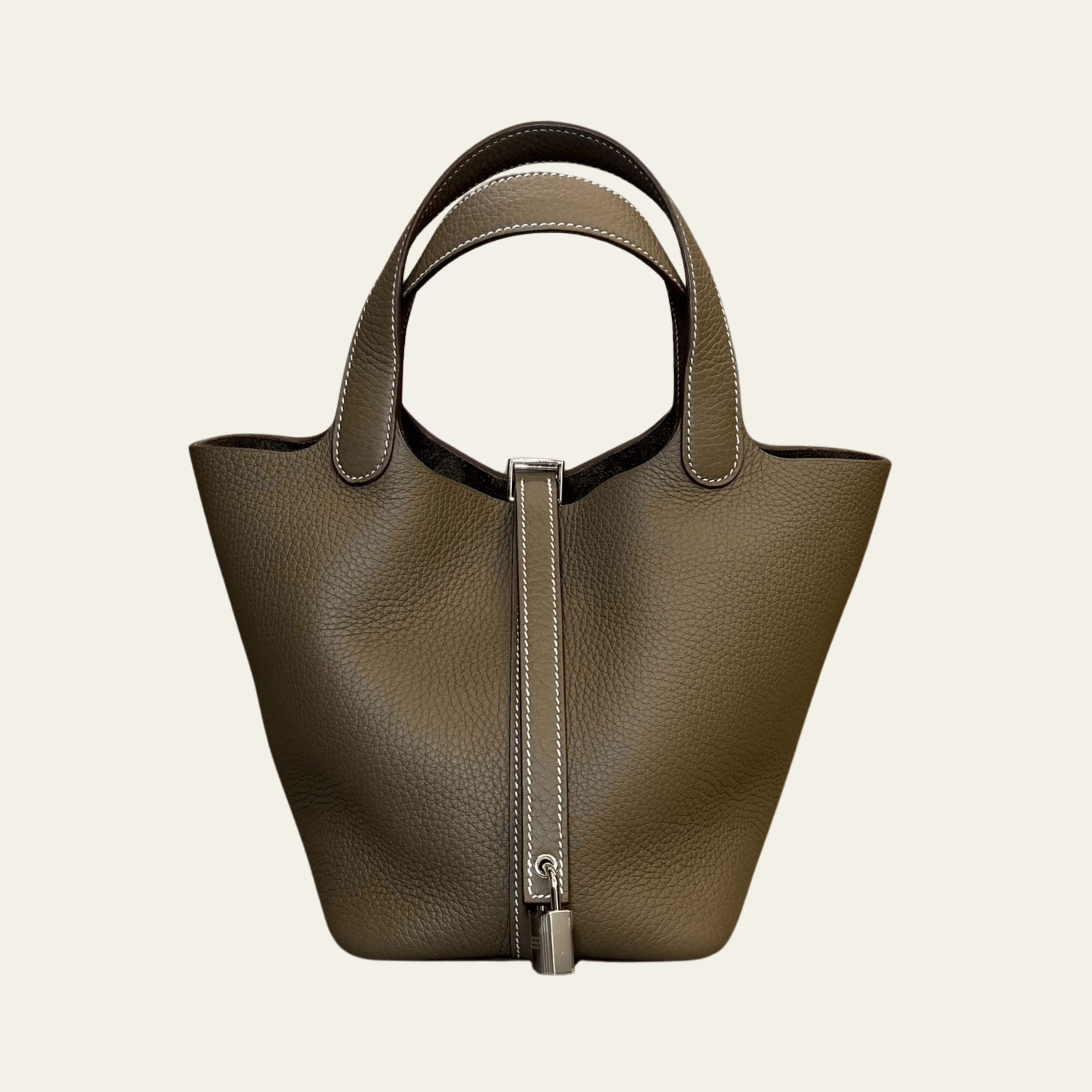 Hermès Etoupe Picotin 18 Taurillon Clemence Palladium Hardware