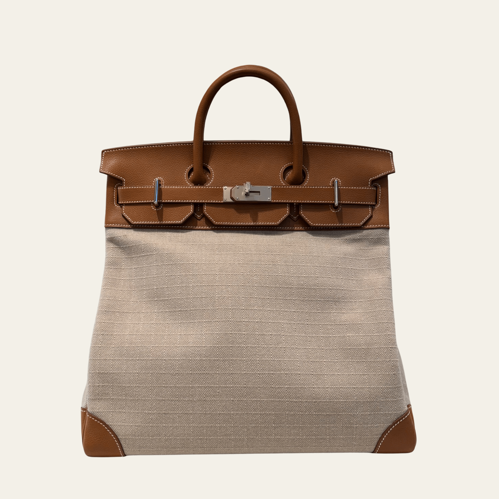 Hermès Ficelle / Fauve HAC Birkin 40 Maxi Bivouac Barenia Faubourg Palladium Hardware