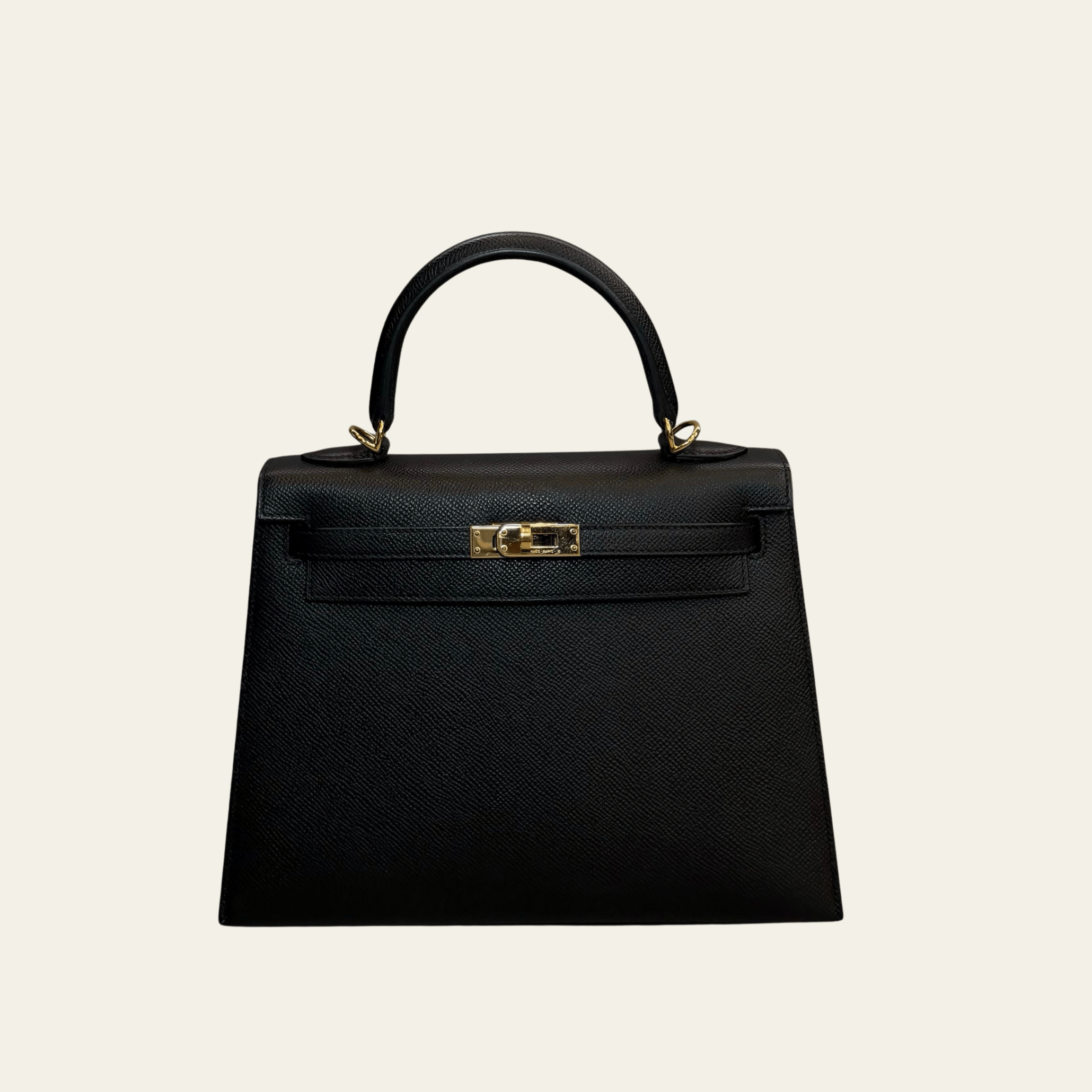 Hermès Noir Kelly Sellier 25 Epsom Gold Hardware