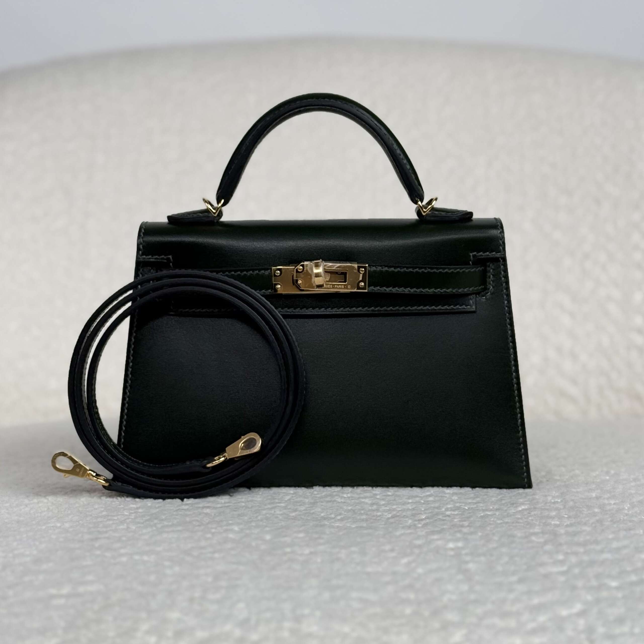 Hermès Vert Fonce Mini Kelly Sellier 20 Box Gold Hardware