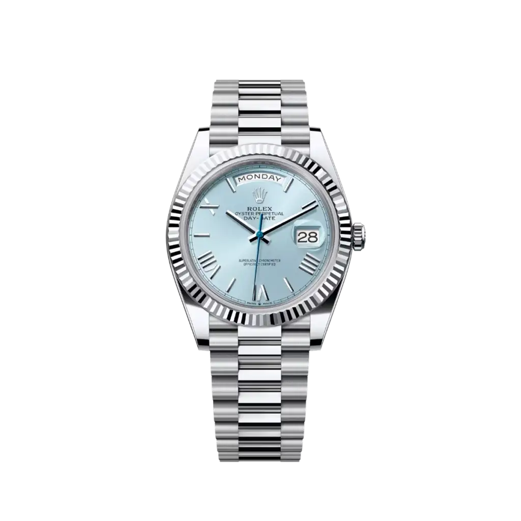 Rolex Day-Date 40 228236 Platinum Ice Blue Roman Numerals Dial (2026)